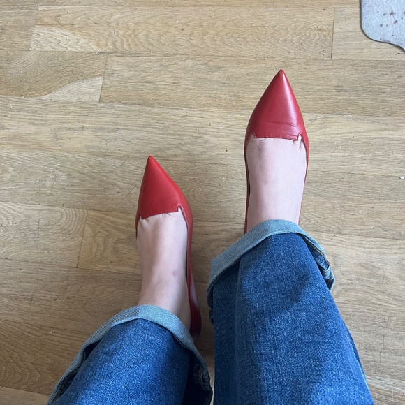 Red Leather Allure Jimmy Choo Kitten Heels - Picture 2 of 6